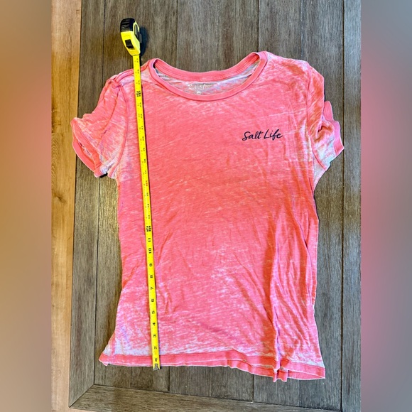 Women's Salt Life Live Salty Sheer/Distressed Shirt - Coral, L - Picture 7 of 9
